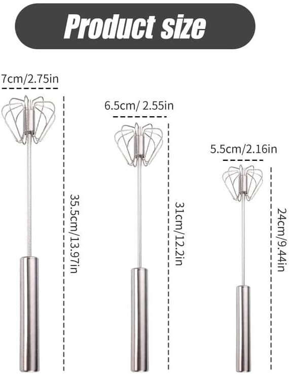 Handheld Mixer, Stainless Steel Semi-Automatic Whisk, Rotating Semi-Automatic Egg Beater, Hand Push Mixer Stirrer Tool for Cooking Kitchen Home Egg Milk
