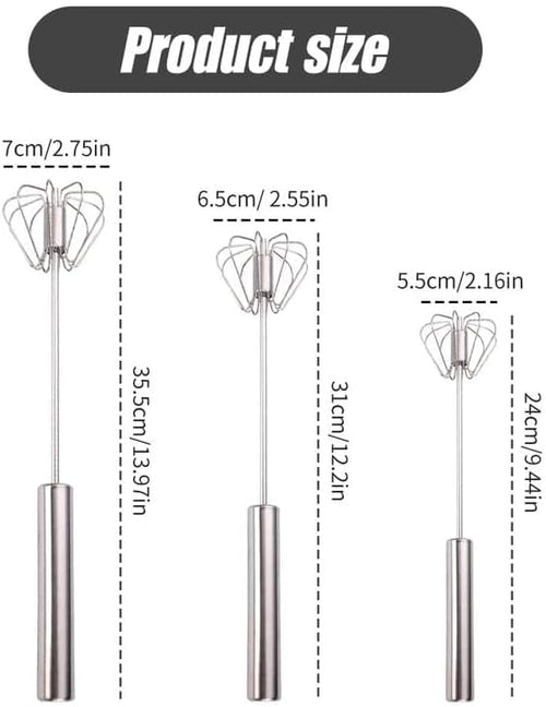 Handheld Mixer, Stainless Steel Semi-Automatic Whisk, Rotating Semi-Automatic Egg Beater, Hand Push Mixer Stirrer Tool for Cooking Kitchen Home Egg Milk