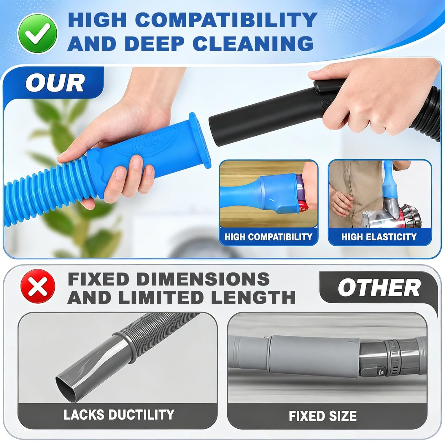 2 Pieces Dryer Vent Cleaner Kit Compatible with Most Vacuum Cleaner, Dryer Lint Brush and Vacuum Hose Attachment with Universal Connector, Quickly Lint Remover