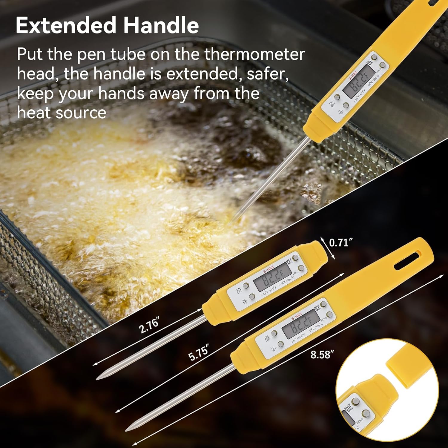 Digital Food Thermometer Automatic Calibration Pen High Accuracy Electronic Pocket Thermometer Yellow Home and Family Appliance and Decor