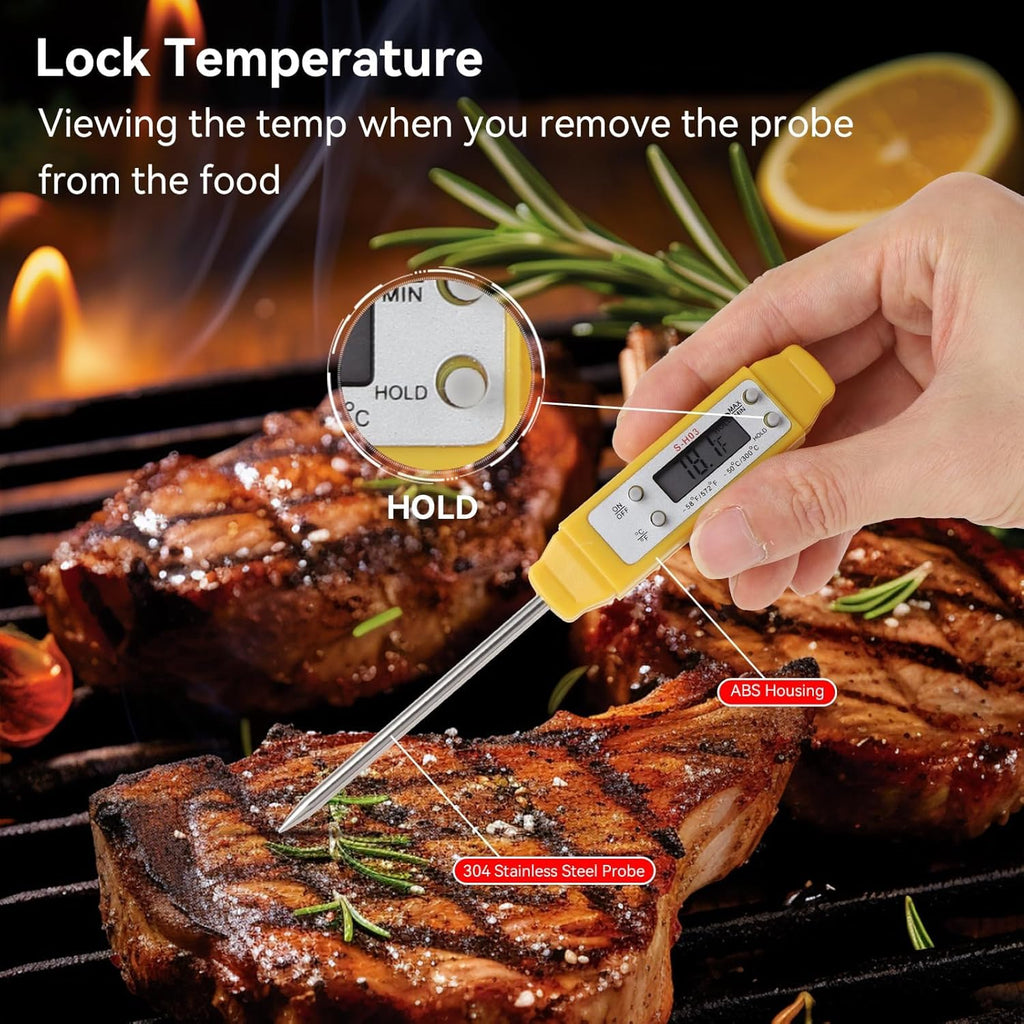 Digital Food Thermometer Automatic Calibration Pen High Accuracy Electronic Pocket Thermometer Yellow Home and Family Appliance and Decor