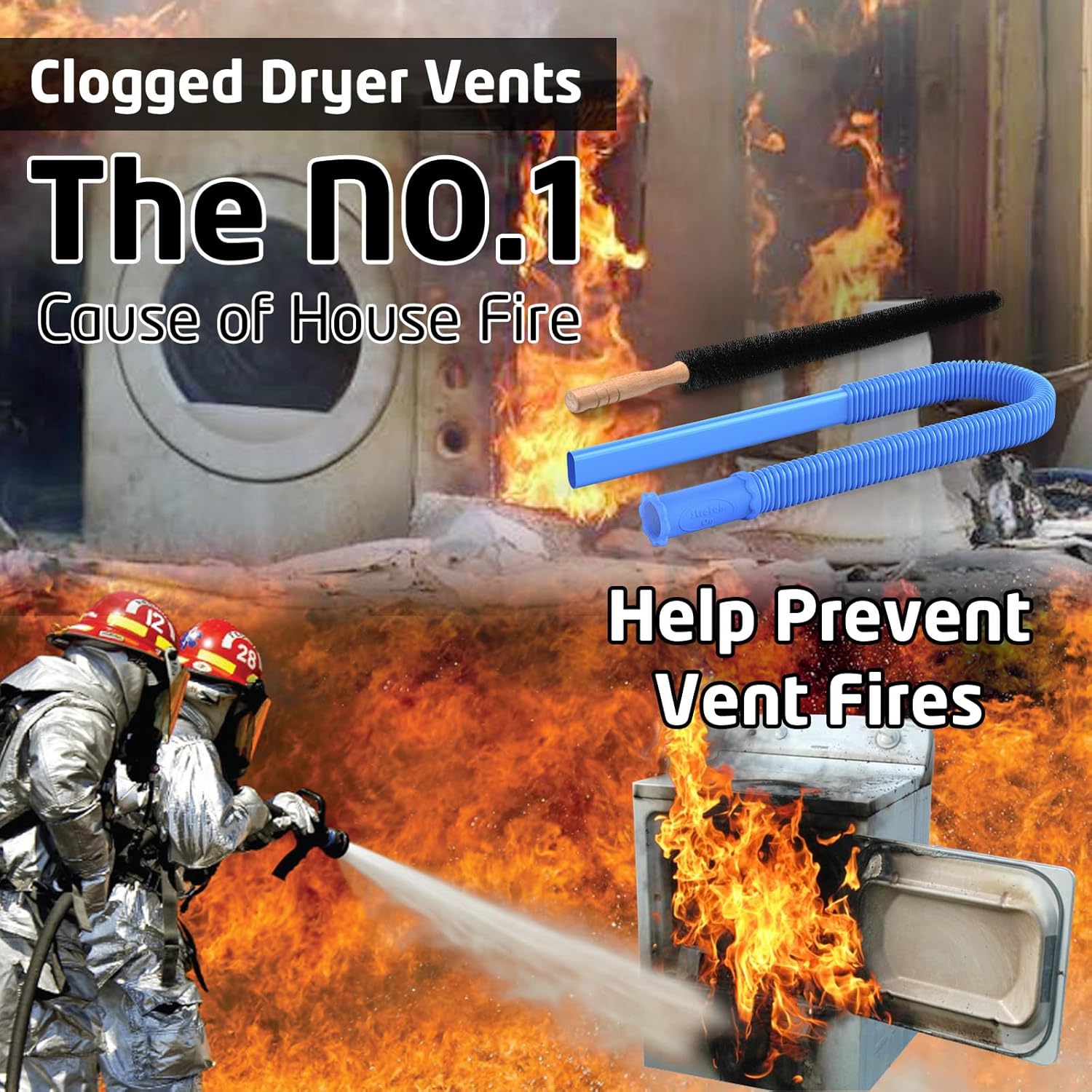 2 Pieces Dryer Vent Cleaner Kit Compatible with Most Vacuum Cleaner, Dryer Lint Brush and Vacuum Hose Attachment with Universal Connector, Quickly Lint Remover